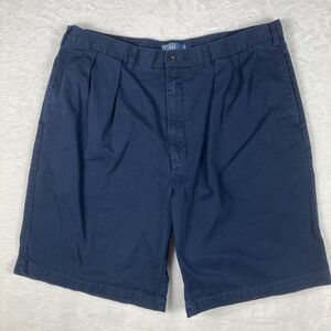 VTG Polo Ralph Lauren Men 42 Tall Pleated Navy Blue Tyler Golf Preppy Shorts 90s